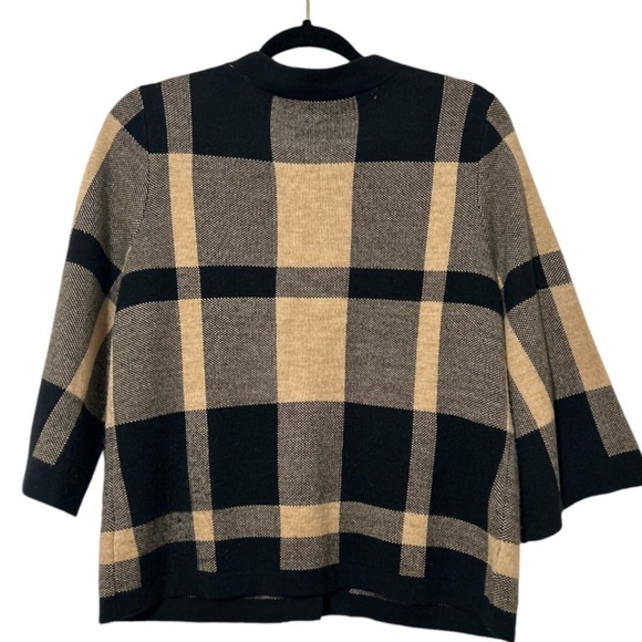 Mercer Street Studio Black & Brown Plaid Button Down Cardigan Sweater Medium - Picture 8 of 9